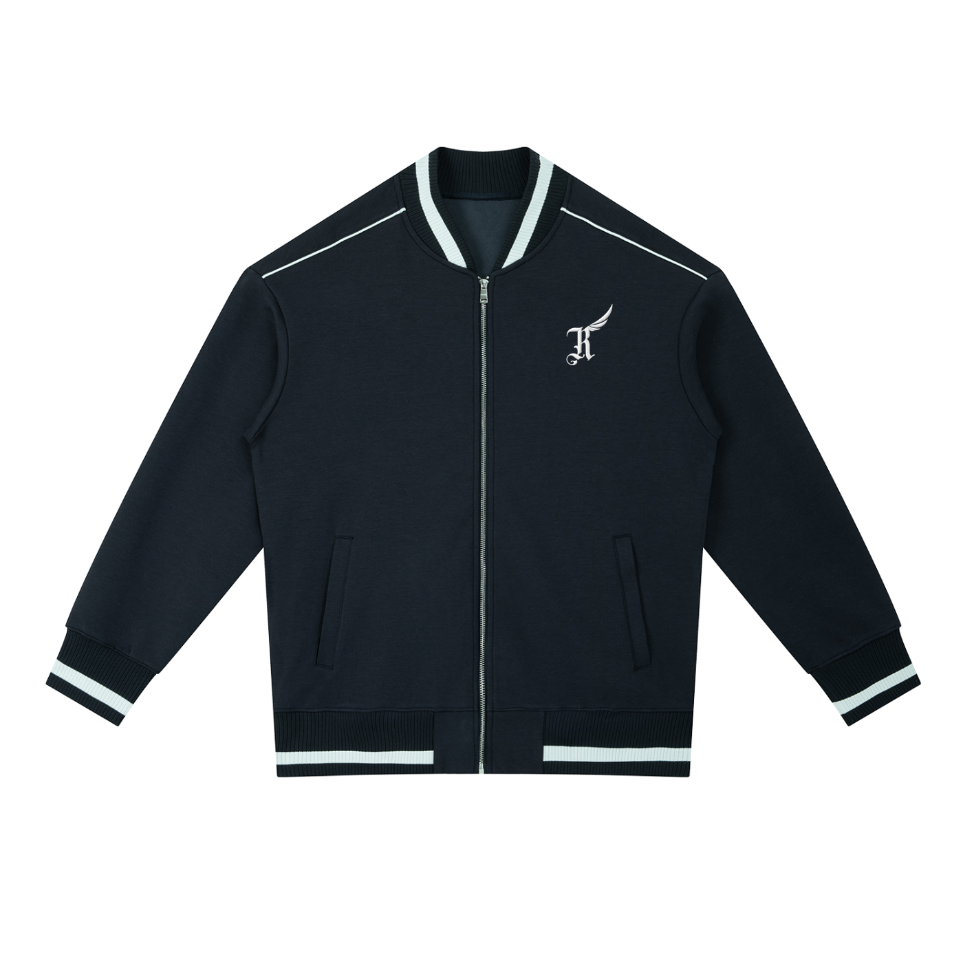 Contrast Piping Zip Bomber Jacket